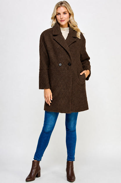 Textured Faux Fur Coat