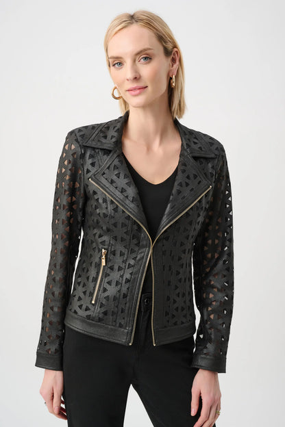 Foiled Faux Suede Moto Jacket