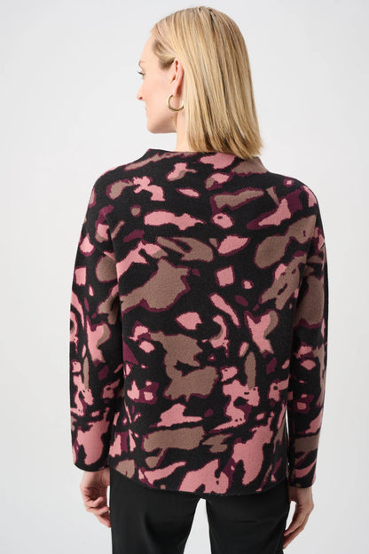 Abstract Print with Rhinstones Sweater
