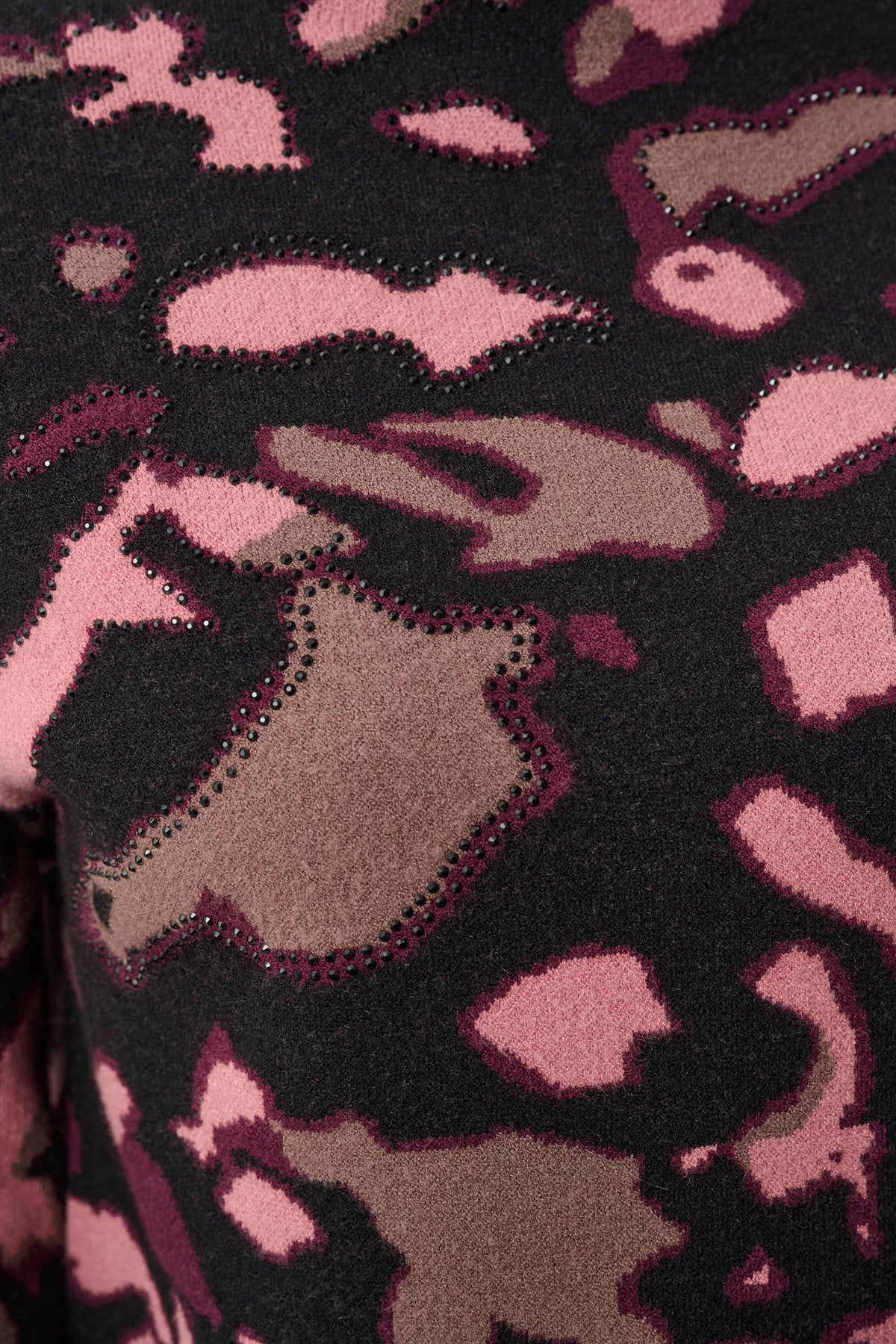 Abstract Print with Rhinstones Sweater
