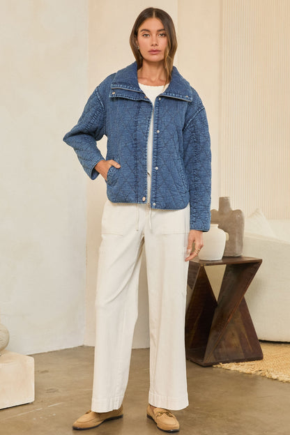 Quilted Funnel Neck Jacket