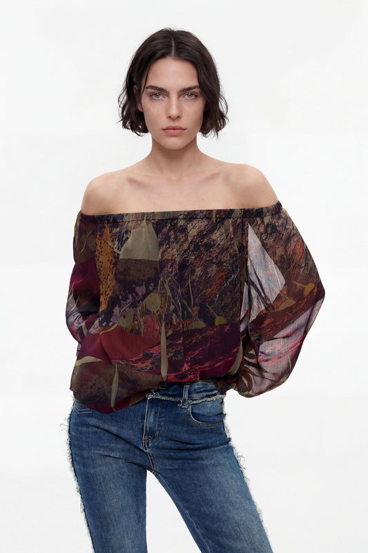 Long Sleeve Off Shoulder Blouse