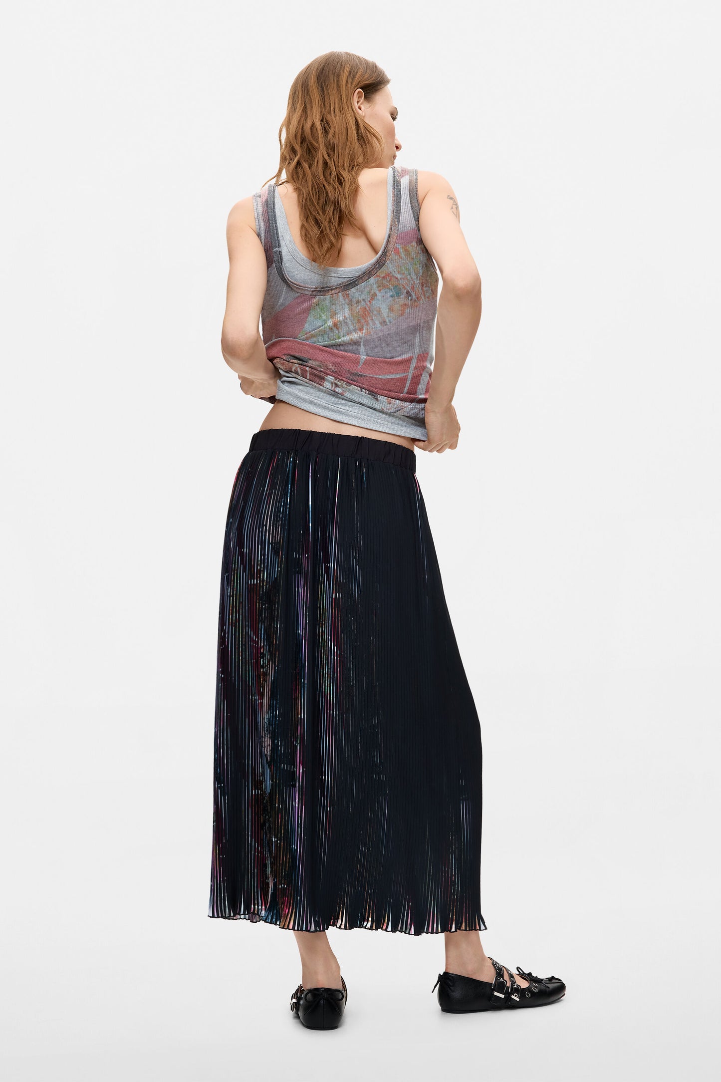Floral Pleated Midi Skirt