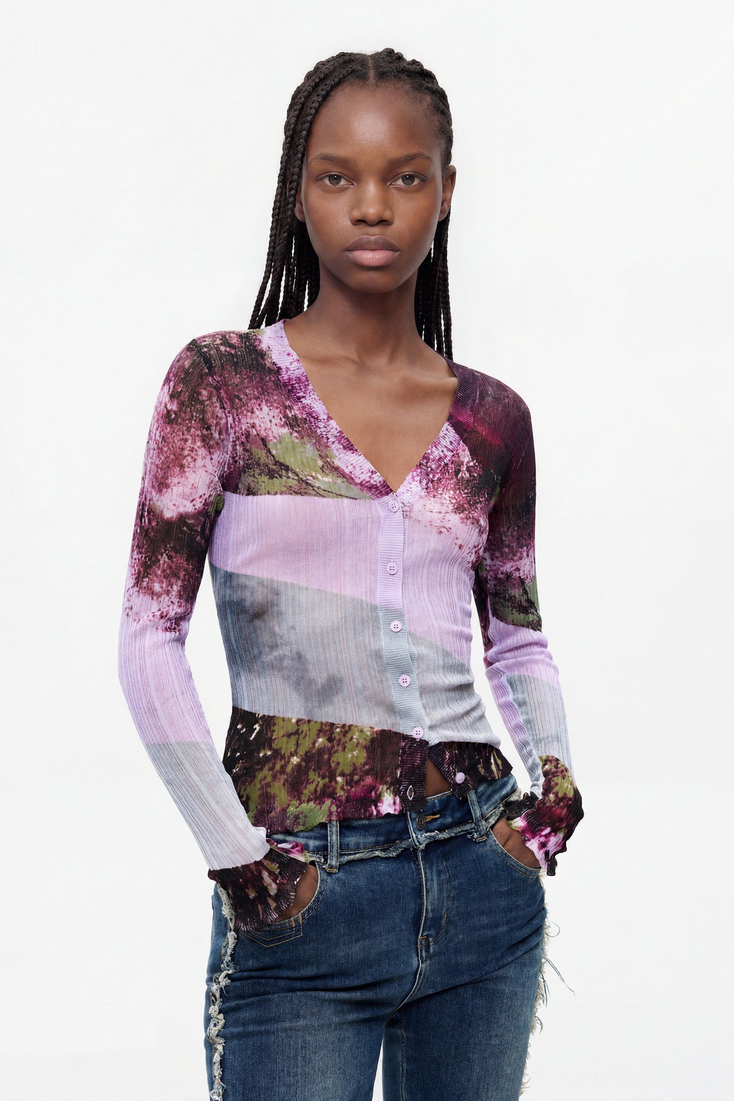 Lightweight V-Neck Lilac Sweater