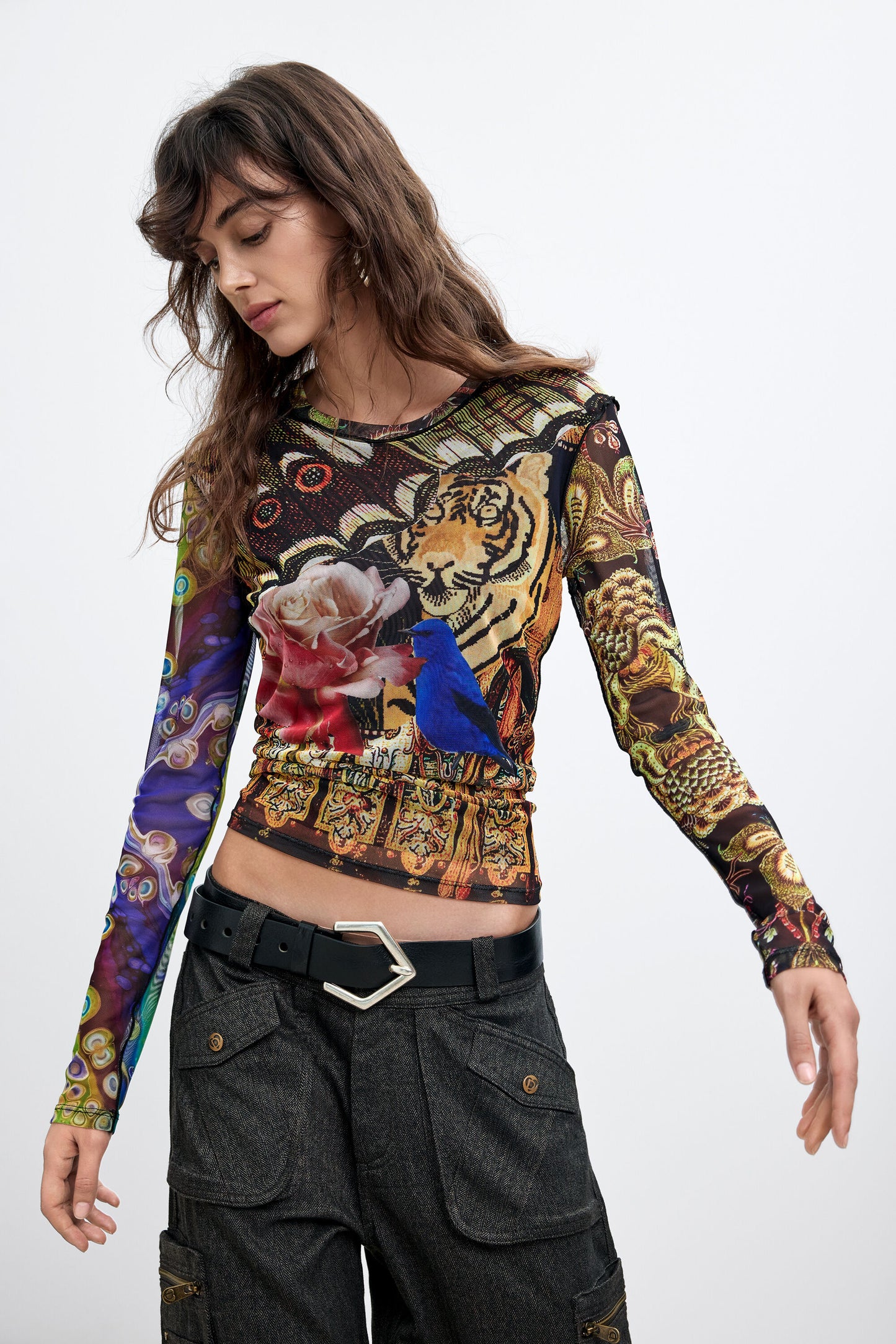 Lion Floral Mesh Top