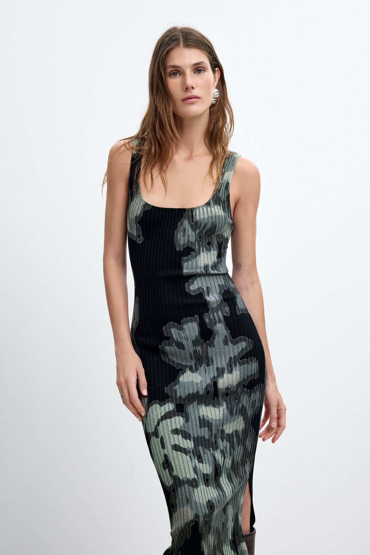 2-In-1 Floral Knit Dress