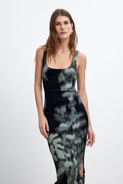 2-In-1 Floral Knit Dress