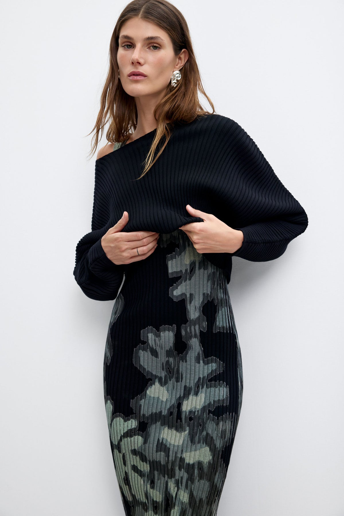 2-In-1 Floral Knit Dress