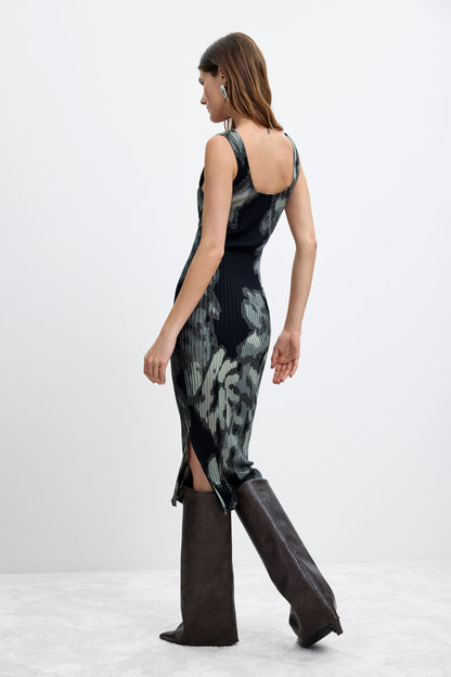 2-In-1 Floral Knit Dress