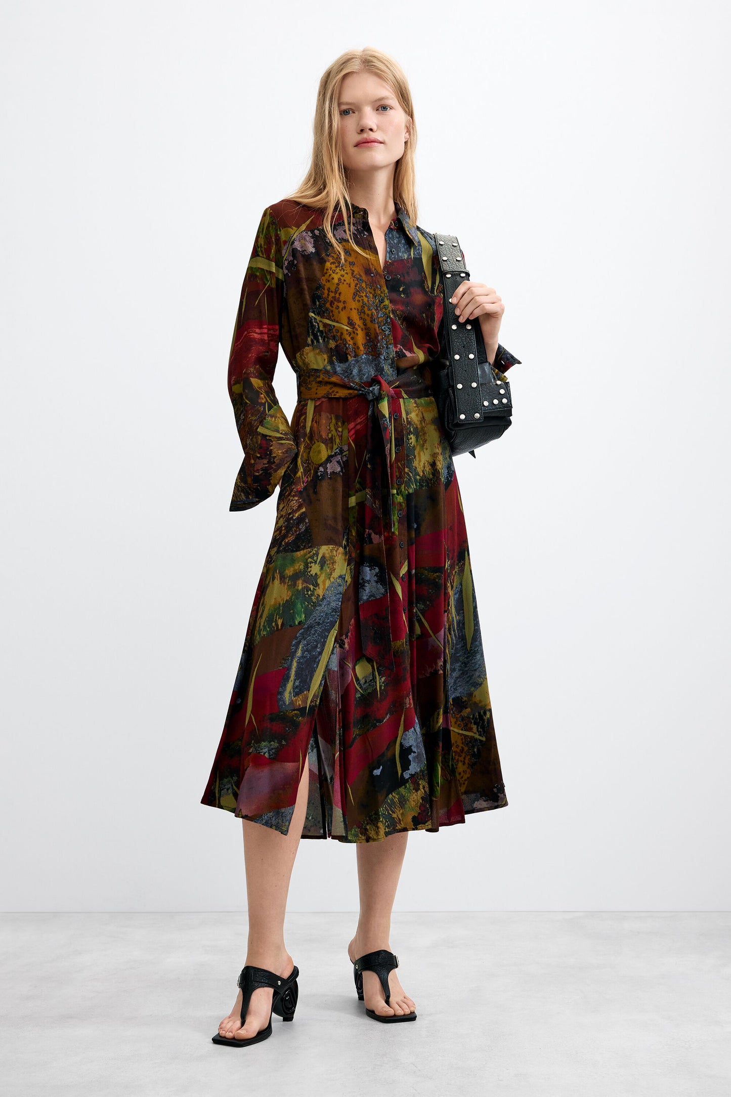 Long Sleeve Button Down Midi Dress