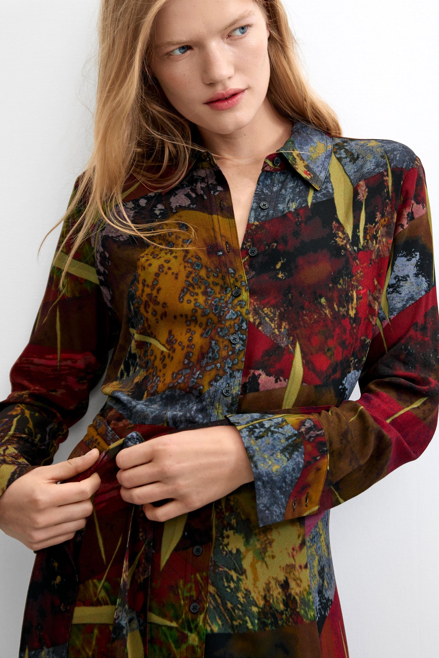 Long Sleeve Button Down Midi Dress