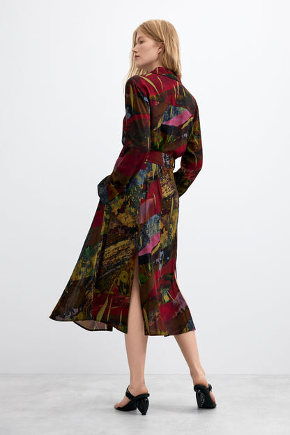 Long Sleeve Button Down Midi Dress