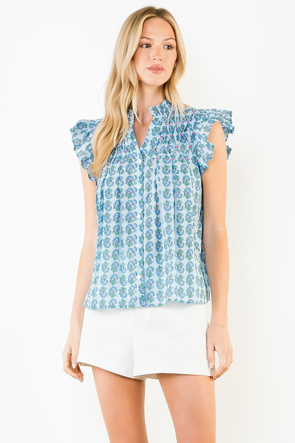 Flutter Sleeve Floral Print Top