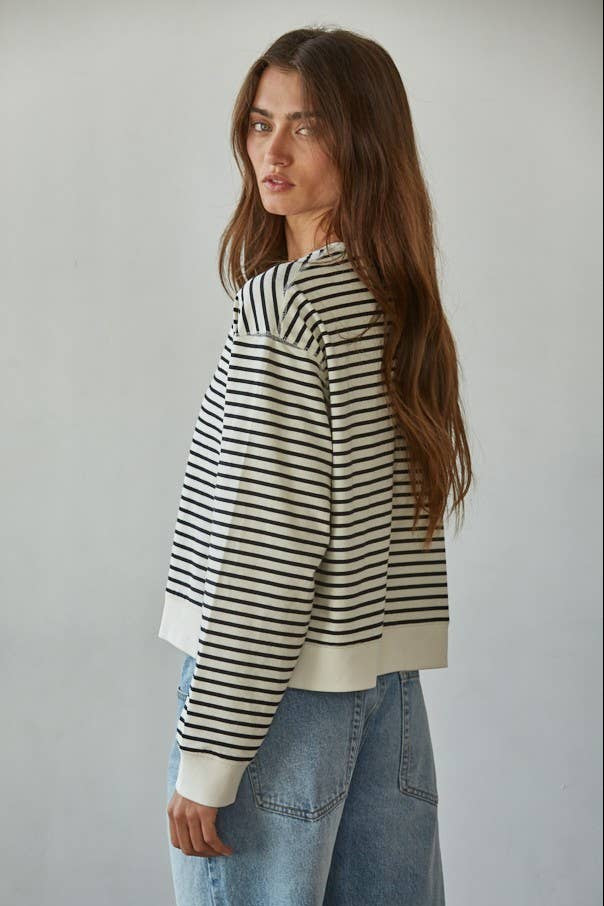 Striped Crew Neck Long Sleeve Top