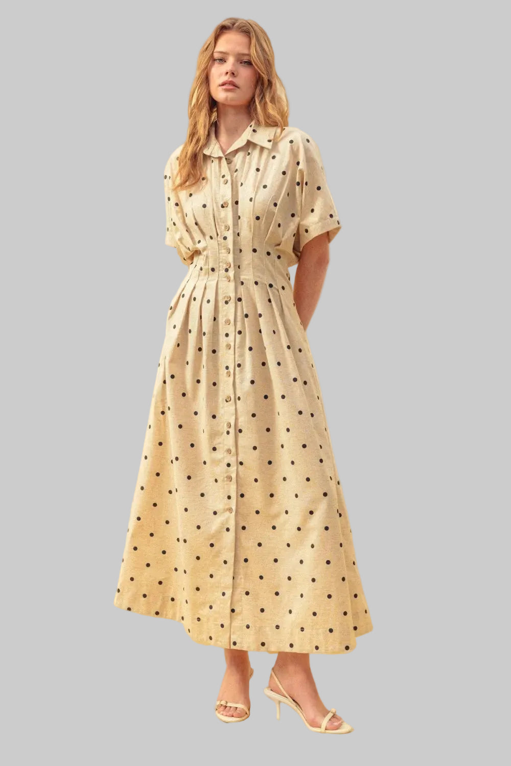 Polka Dot Button Front Dress