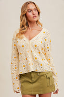 Daisy Crochet Button Down Cardigan
