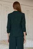 Shirred Sleeve Blazer Forest Green