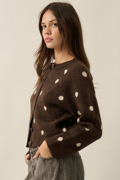 Polka Dot Jacquard Knit Cardigan