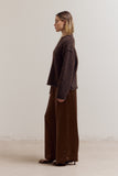 Wide Leg Chocolate Satin Pants