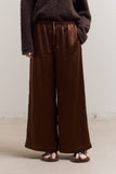 Wide Leg Chocolate Satin Pants