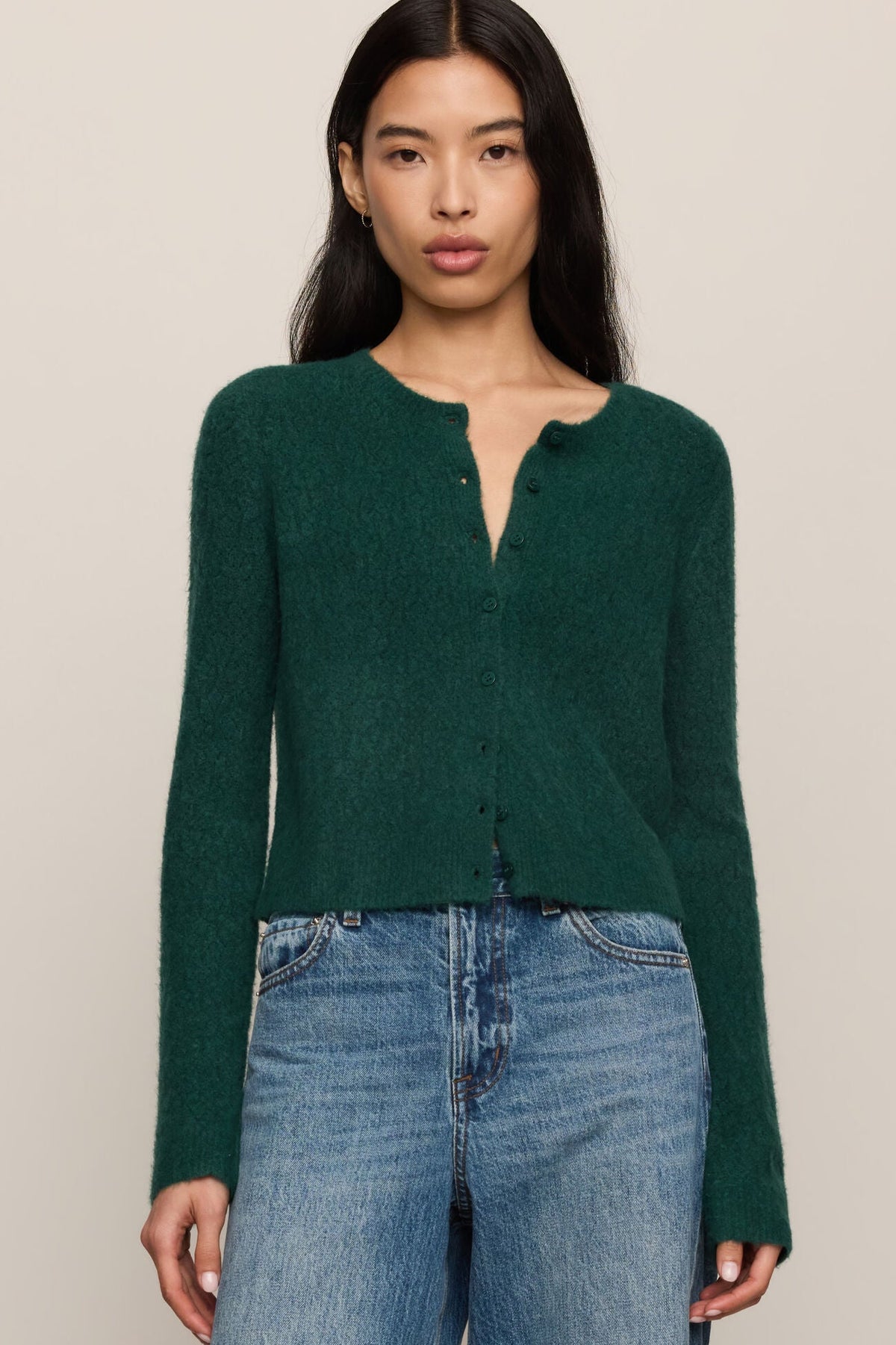 Medina Open Knit Cardigan Velvet Green