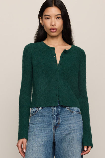 Medina Open Knit Cardigan Velvet Green