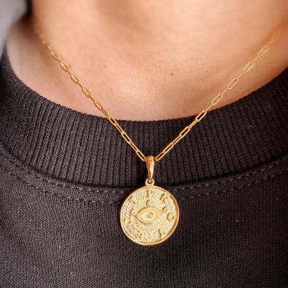 18k Gold Filled Evil Eye Protection Pendant
