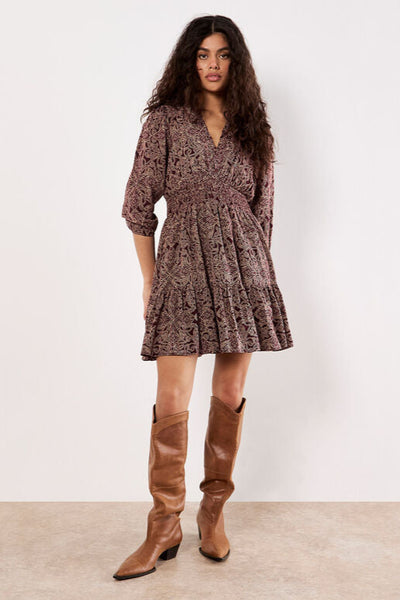 Paisley Ruffle Mini Dress
