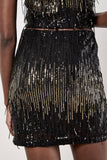 Sequin Stripe Fringe Skirt