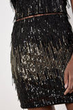 Sequin Stripe Fringe Skirt