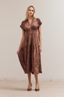 Printed Ruffle Midi Dress