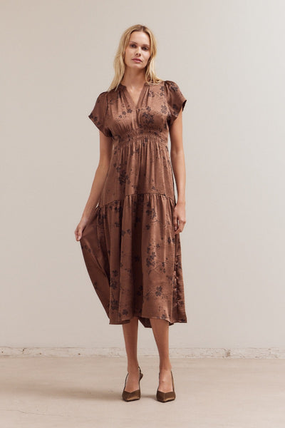 Printed Ruffle Midi Dress