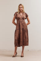 Printed Ruffle Midi Dress