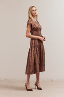 Printed Ruffle Midi Dress