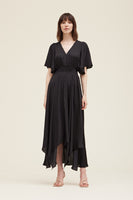 Unbalanced Hem Black Dress