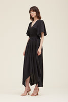 Unbalanced Hem Black Dress