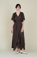 Dark Roast Unbalanced Skirt Maxi Dress