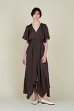 Dark Roast Unbalanced Skirt Maxi Dress