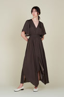 Dark Roast Unbalanced Skirt Maxi Dress