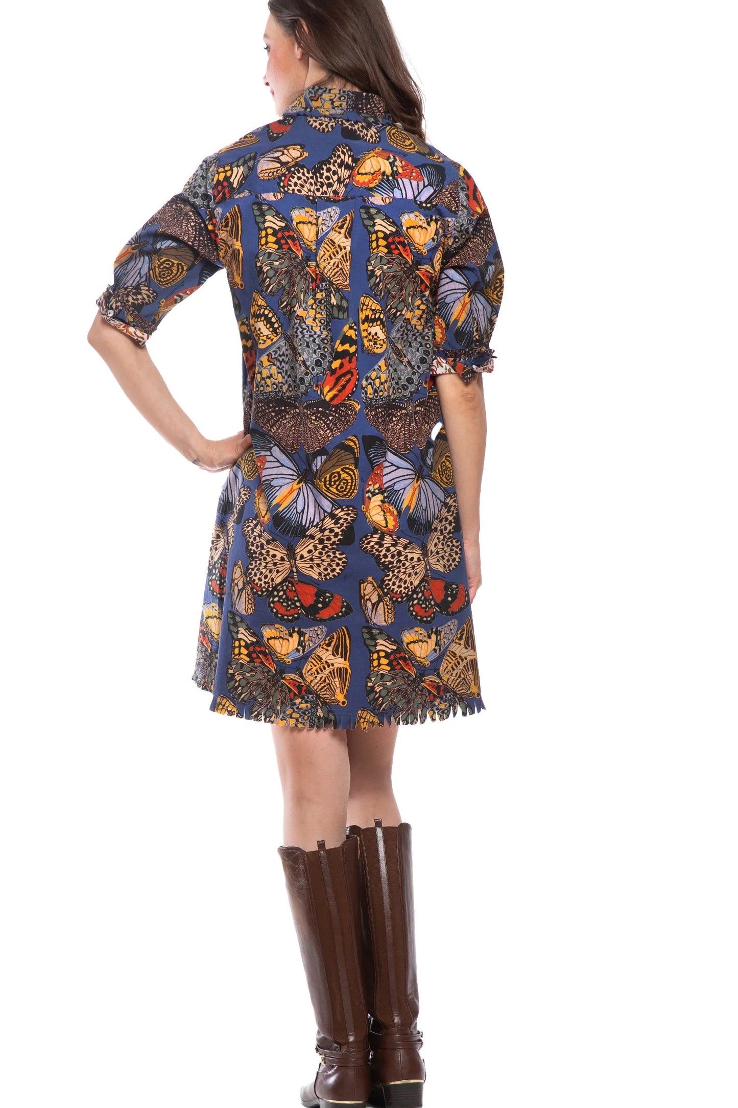 Chatham Dress Blue Butterflies