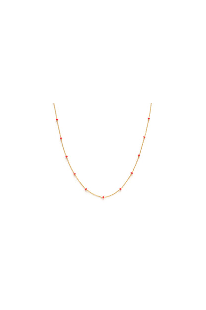 Enamel Chain Necklace Pink