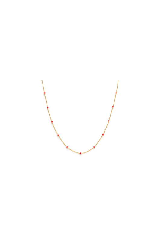Enamel Chain Necklace Pink