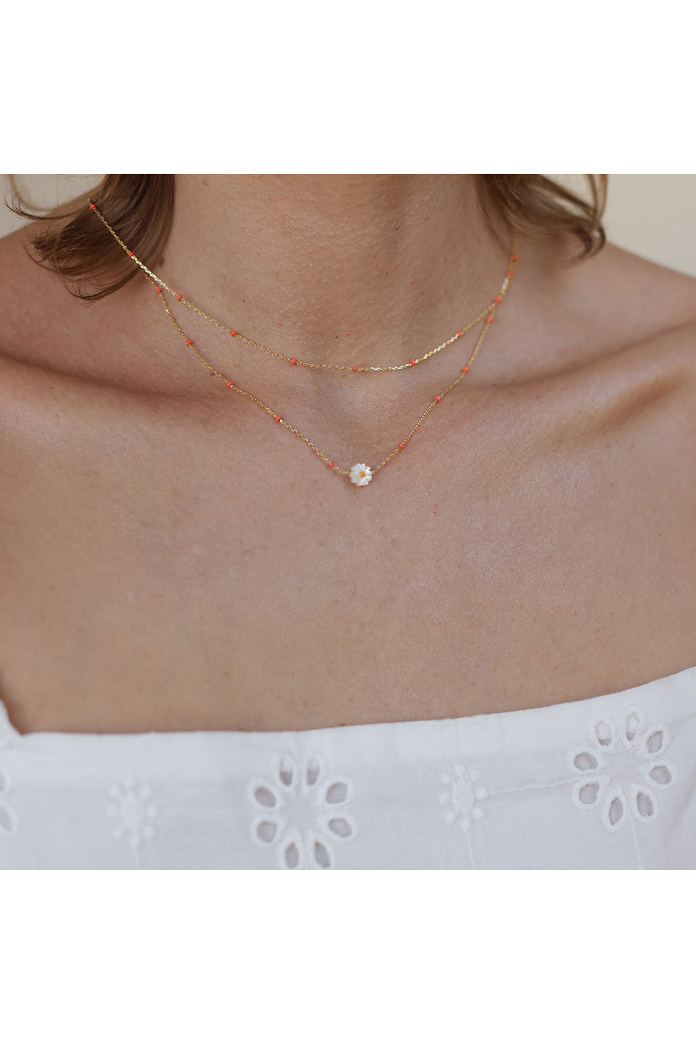 Enamel Chain Necklace Pink