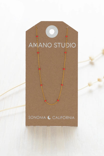 Enamel Chain Necklace Pink