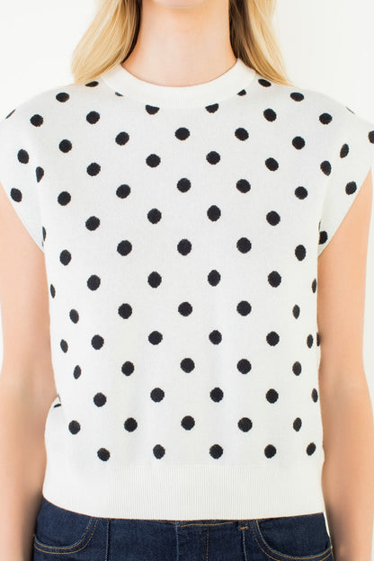Sleeveless Polka Dot Knit Top