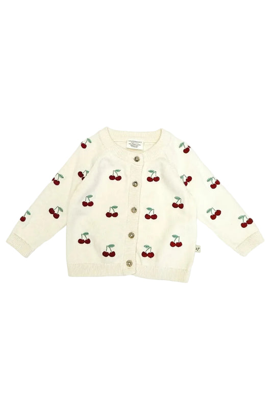 Cherry Embroidered Baby Cardigan