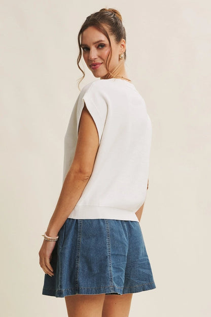 Button Down Sweater Vest Off White