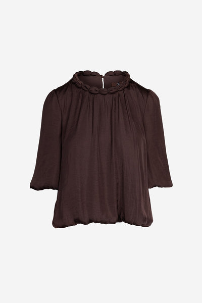 Billowy Neckline Accent Blouse