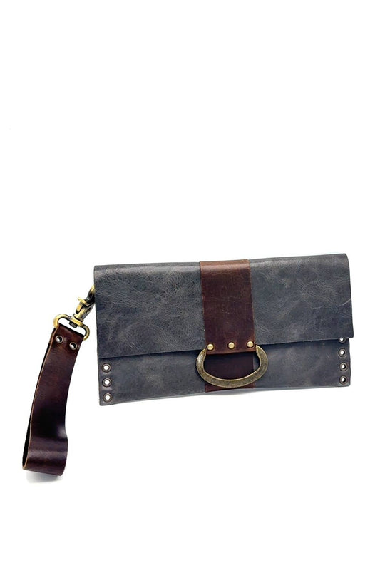 D-Ring Wristlet Clutch Grey