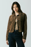 Button Up Suede Jacket Black Coffee